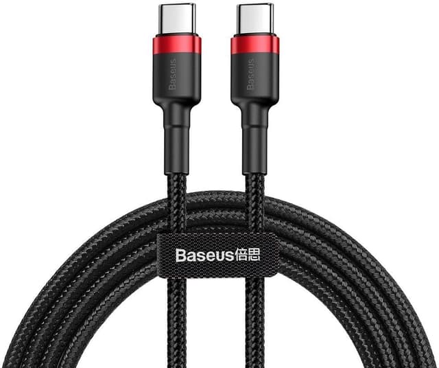کابل USB-C به USB-C Baseus Cafule شارژ سریع و انتقال داده 60 W 3.0 A، 1 Metre، قرمز-مشکی کابل USB-C به USB-C Baseus Cafule شارژ سریع و انتقال داده 60 W 3.0 A، 1 Metre، قرمز-مشکی
