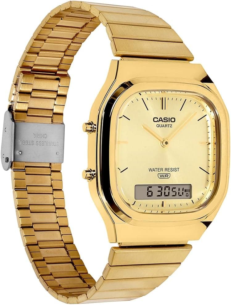 ساعت مچی یونیسکس Casio رترو آنالوگ/دیجیتال طلایی مدل AQ-240EG-9ADF ساعت مچی یونیسکس Casio رترو آنالوگ/دیجیتال طلایی مدل AQ-240EG-9ADF