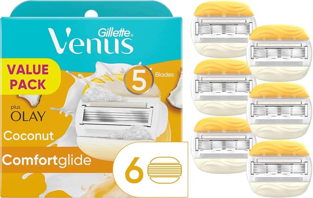 تیغ یدک زنانه Gillette Venus ComfortGlide plus Olay Coconut 6 عددی تیغ یدک زنانه Gillette Venus ComfortGlide plus Olay Coconut 6 عددی