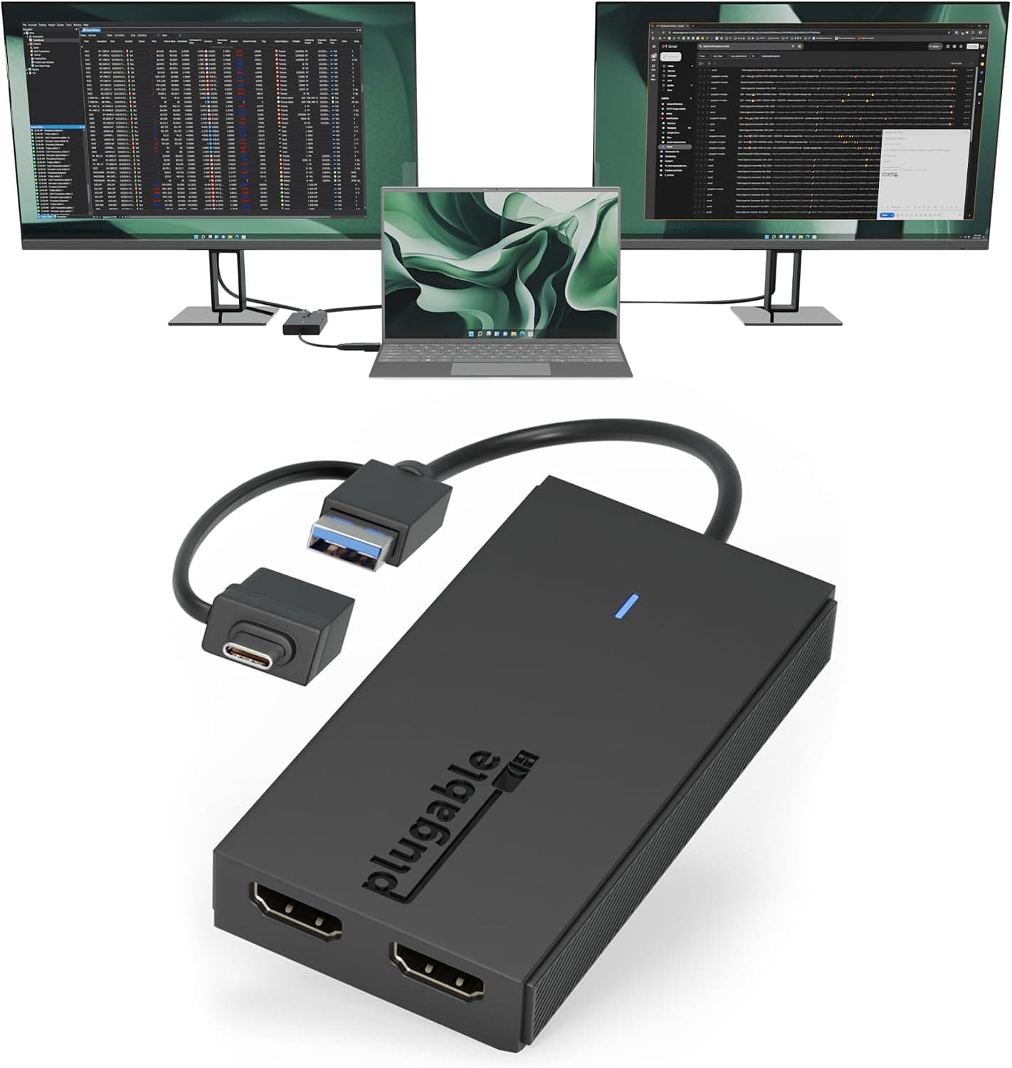 آداپتور ویدیویی Plugable USB 3.0 یا USB-C به HDMI برای دو مانیتور 1080p@60Hz آداپتور ویدیویی Plugable USB 3.0 یا USB-C به HDMI برای دو مانیتور 1080p@60Hz