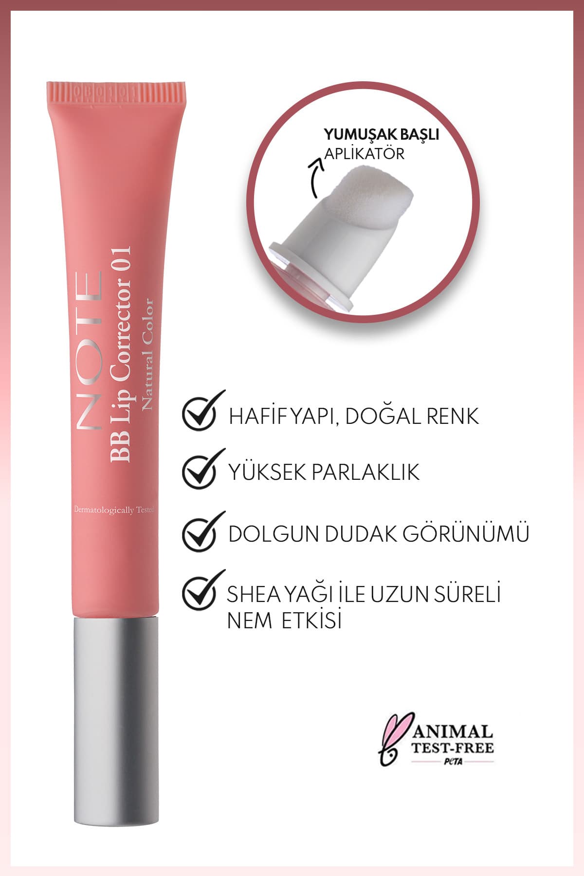 برق لب Note Cosmetics Bb یکدستکننده رنگ و مرطوبکننده لب 01 صورتی برق لب Note Cosmetics Bb یکدستکننده رنگ و مرطوبکننده لب 01 صورتی
