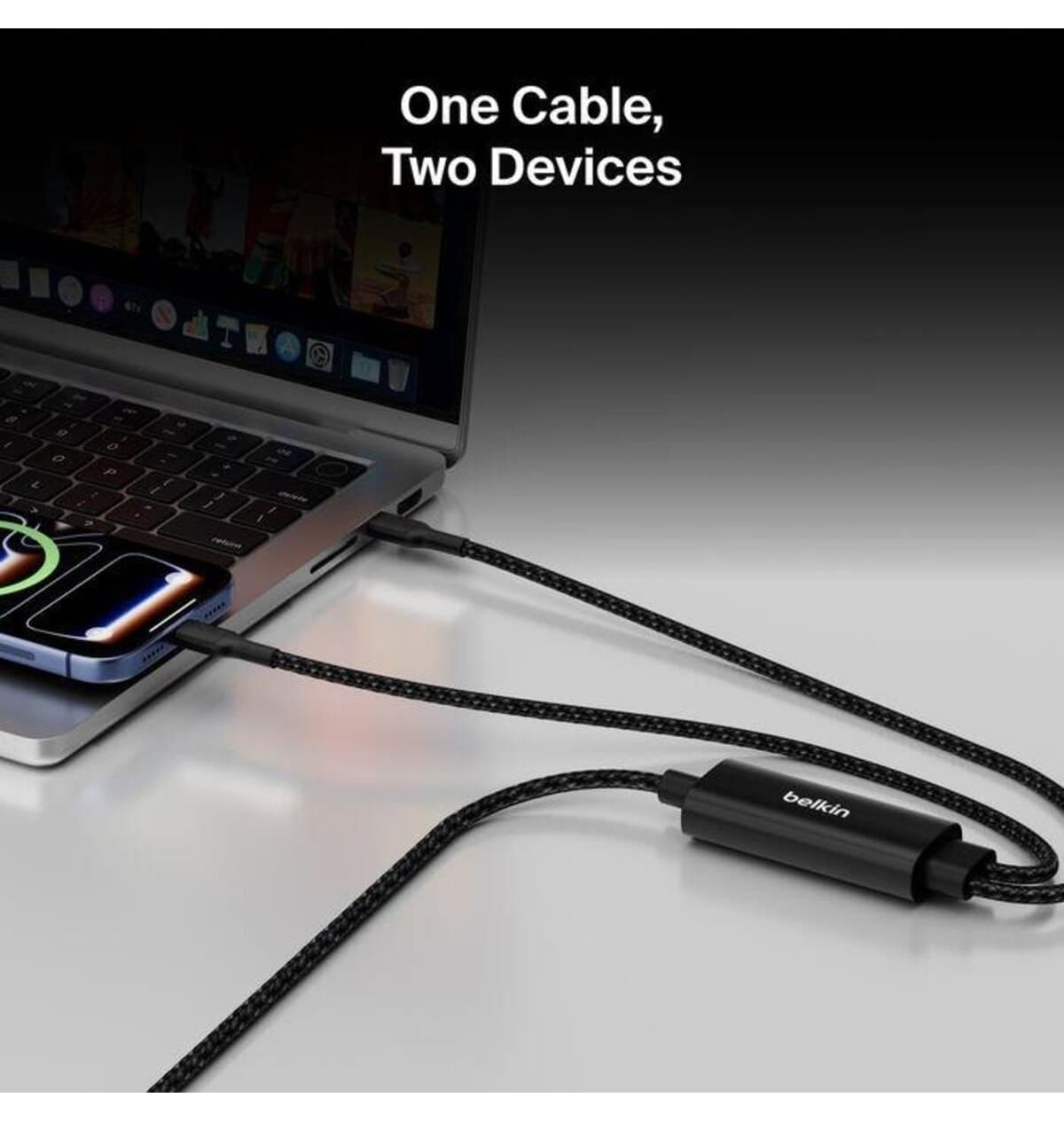 کابل Belkin Boostcharge Pro 140W USB-C به دو USB-C بافته 1.5M مشکی مدل CAC004HQ1.5MBK کابل Belkin Boostcharge Pro 140W USB-C به دو USB-C بافته 1.5M مشکی مدل CAC004HQ1.5MBK