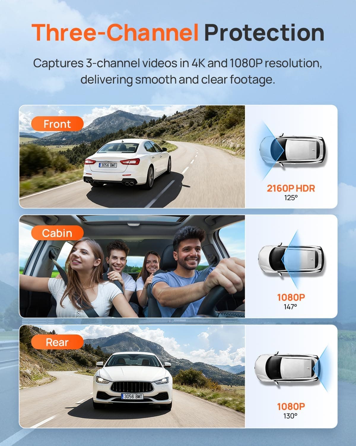 دوربین داشبورد 70mai سه کاناله 4K جلو، عقب، داخل کابین با GPS دوربین داشبورد 70mai سه کاناله 4K جلو، عقب، داخل کابین با GPS