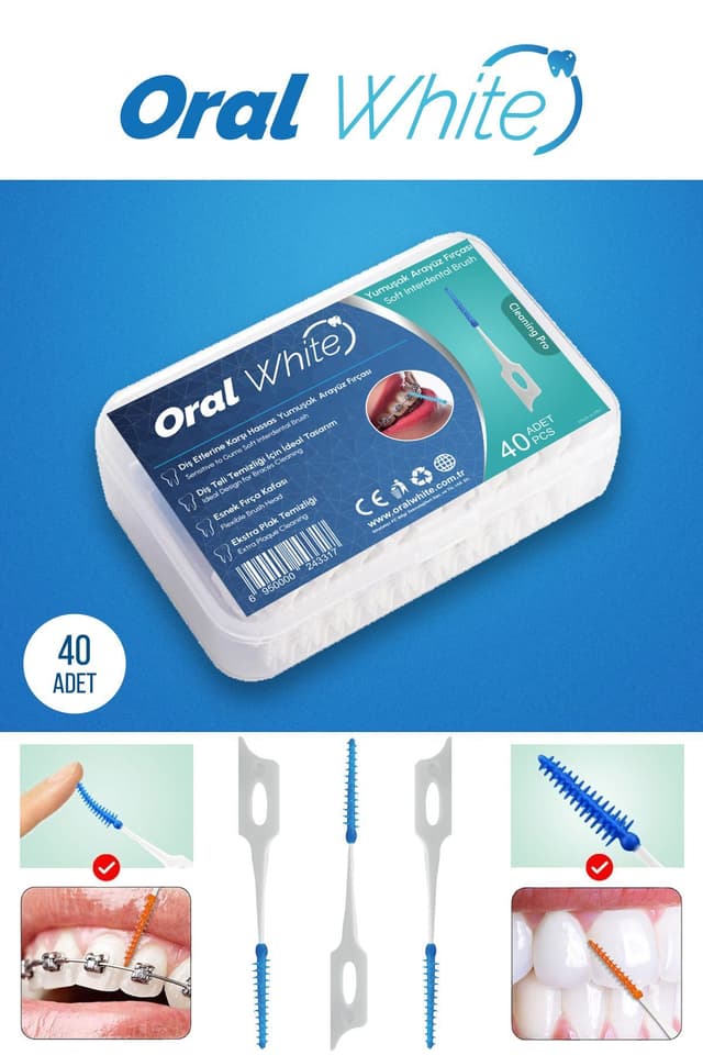 برس بیندندانی Oral White نرم Cleaning Pro بدون فلز 40 عدد برس بیندندانی Oral White نرم Cleaning Pro بدون فلز 40 عدد