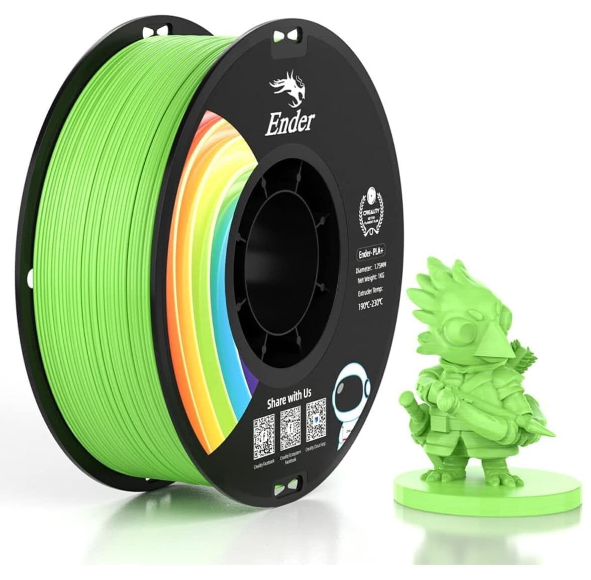 فیلامنت پرینتر سه بعدی Creality Ender PLA+ سبز سیبی 1.75mm 1kg فیلامنت پرینتر سه بعدی Creality Ender PLA+ سبز سیبی 1.75mm 1kg