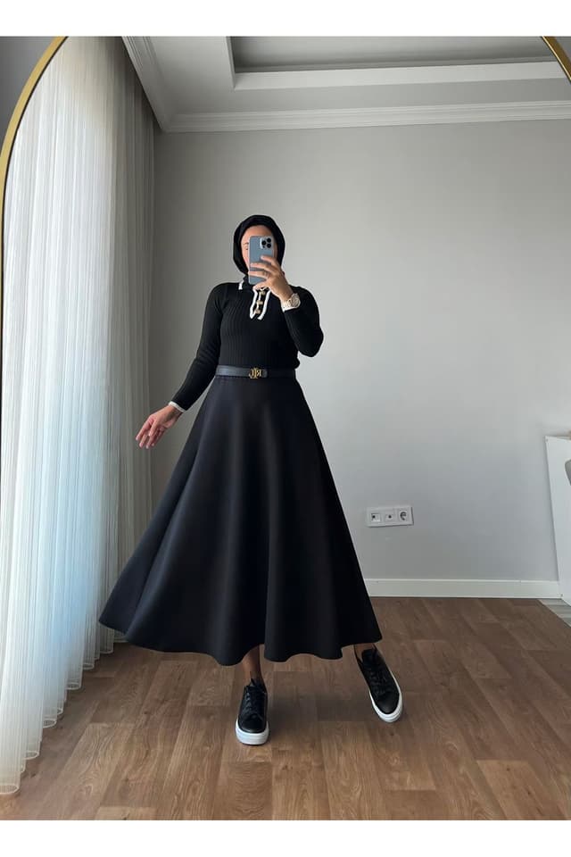 دامن کلوش زنانه Newness Fashion Forwoard اسکوبا مشکی دامن کلوش زنانه Newness Fashion Forwoard اسکوبا مشکی