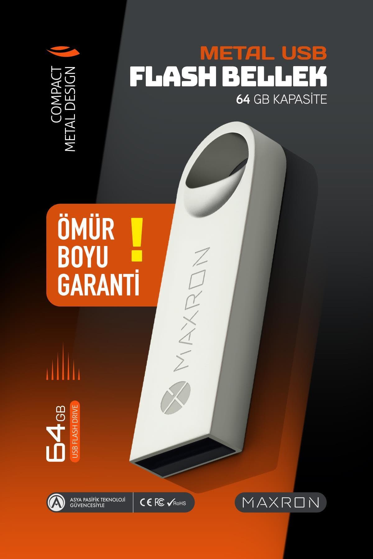 فلش مموری 64 GB Maxron ایمن با بدنه فلزی و گارانتی مادامالعمر مدل Data Traveler فلش مموری 64 GB Maxron ایمن با بدنه فلزی و گارانتی مادامالعمر مدل Data Traveler