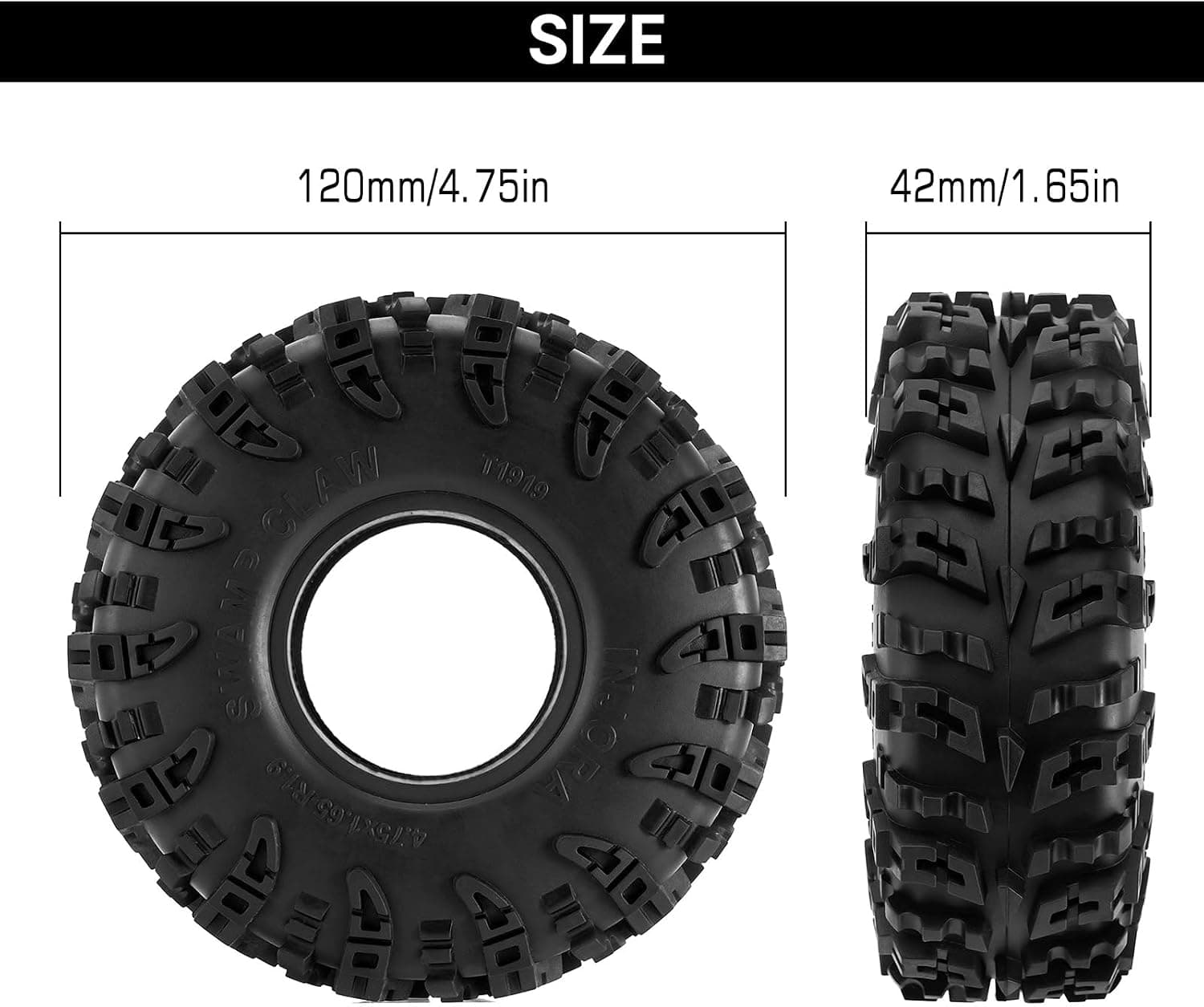 لاستیک خودرو کنترلی آفرود INJORA مدل 1.9 S5 Swamp Claw مناسب FCX10 لاستیک خودرو کنترلی آفرود INJORA مدل 1.9 S5 Swamp Claw مناسب FCX10