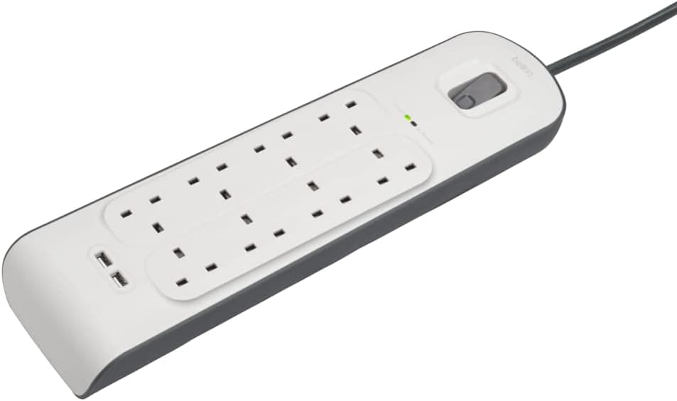 چندراهی برق Belkin هشتخانه با محافظ و 2 پورت USB مشترک 2.4 A و کابل 2 متری چندراهی برق Belkin هشتخانه با محافظ و 2 پورت USB مشترک 2.4 A و کابل 2 متری