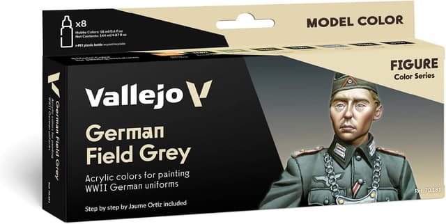 ست رنگ اکریلیک Vallejo Model Color یونیفرم خاکستری صحرایی آلمان، بسته 8 عددی ست رنگ اکریلیک Vallejo Model Color یونیفرم خاکستری صحرایی آلمان، بسته 8 عددی