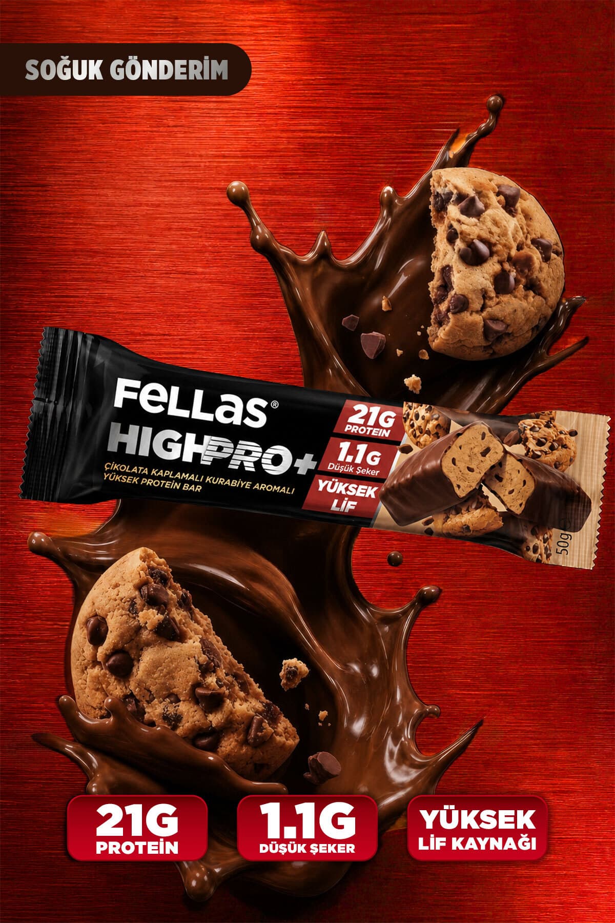 بار پروتئینی Fellas HighPro+ با روکش شکلاتی و طعم کلوچه 50g، 12 عدد بار پروتئینی Fellas HighPro+ با روکش شکلاتی و طعم کلوچه 50g، 12 عدد