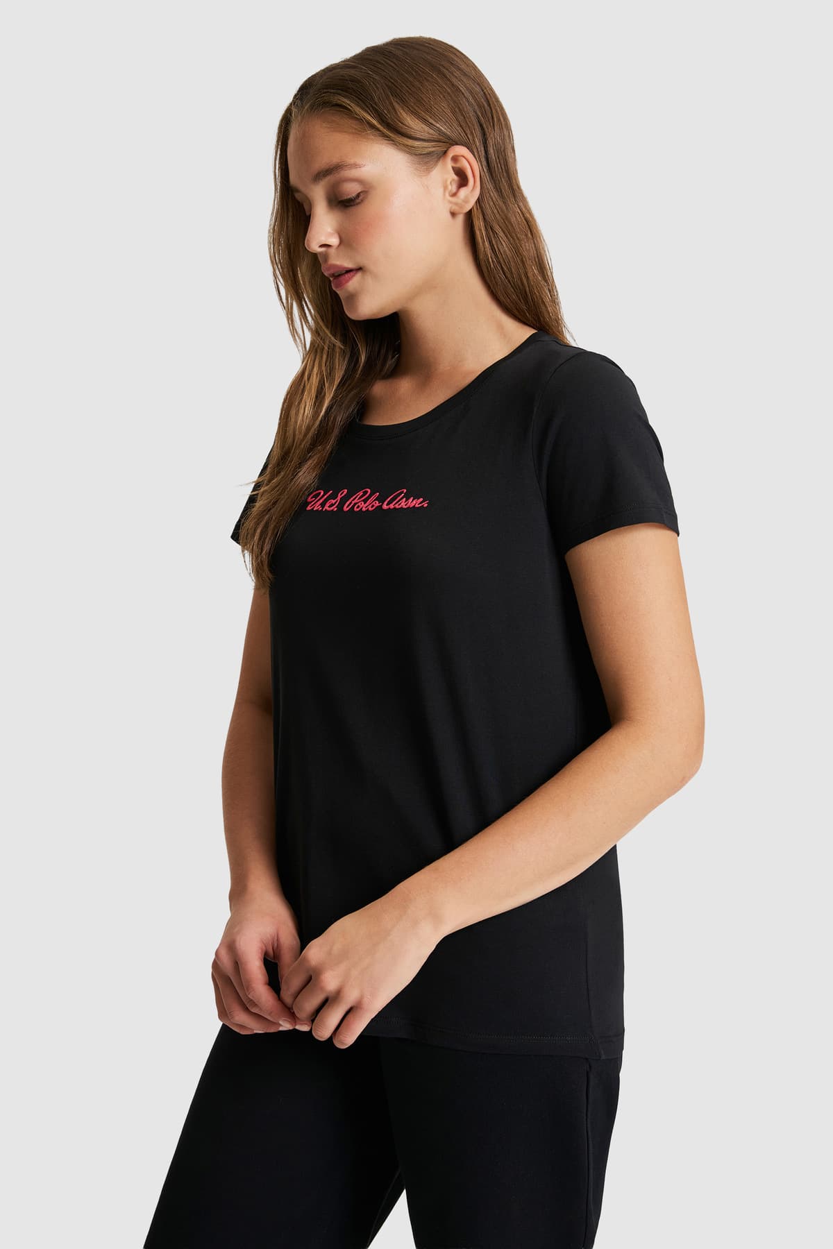 تیشرت زنانه U.S. Polo Assn. مشکی یقه گرد ساده مدل 50323450-VR046 تیشرت زنانه U.S. Polo Assn. مشکی یقه گرد ساده مدل 50323450-VR046