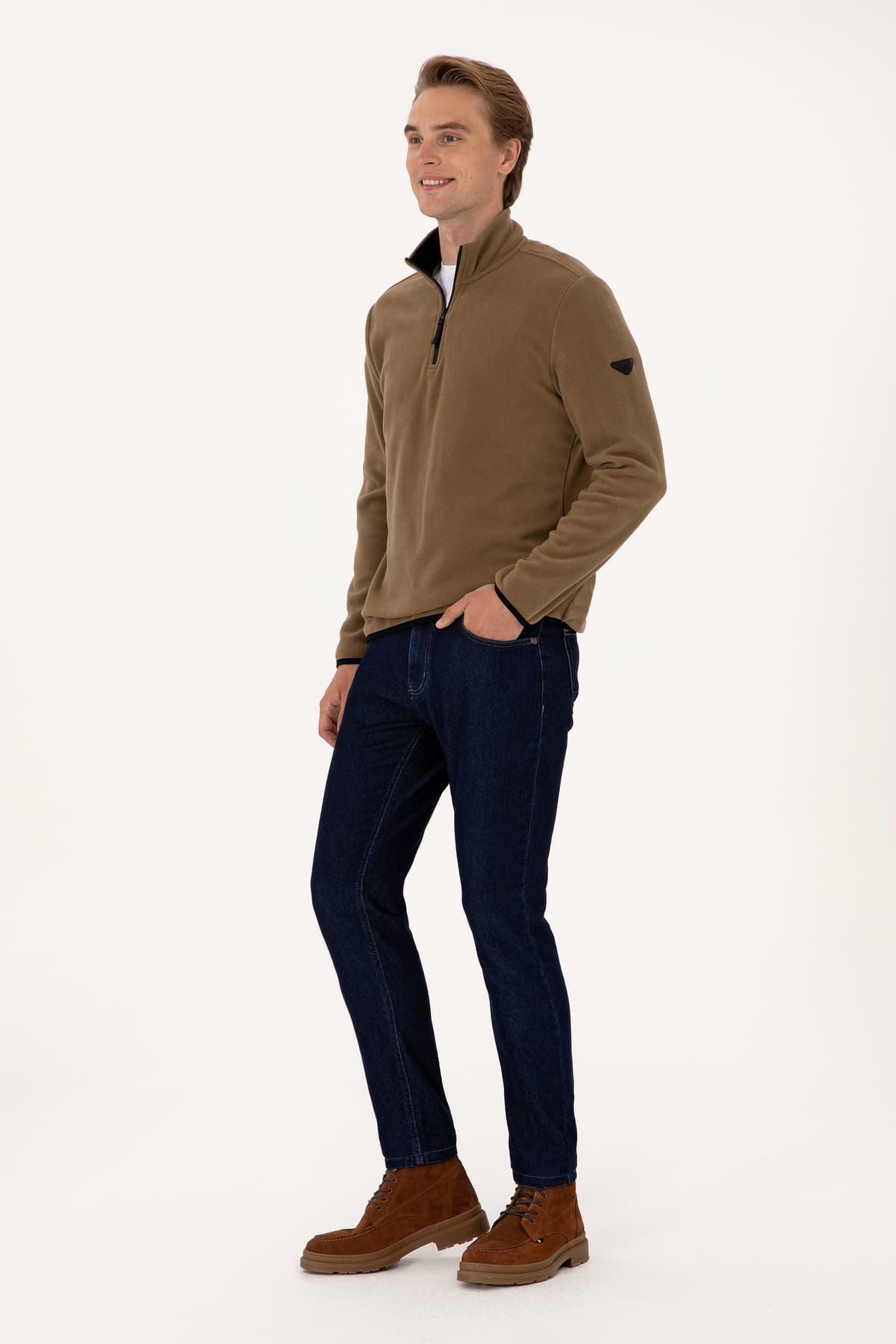 سوئیشرت مردانه U.S. Polo Assn. فیت معمولی پولار نیم زیپ خاکی مدل 50313777-VR027 سوئیشرت مردانه U.S. Polo Assn. فیت معمولی پولار نیم زیپ خاکی مدل 50313777-VR027