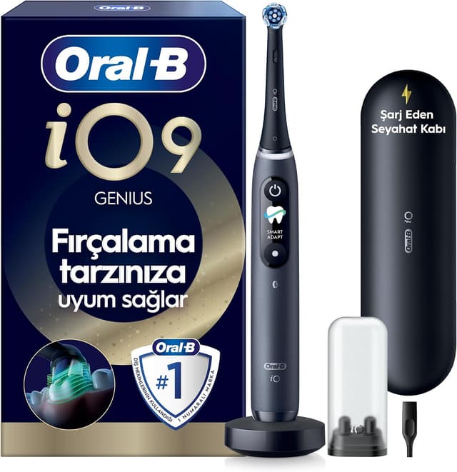 مسواک برقی Oral-B iO9 مشکی، 1 سری، شارژر مغناطیسی سریع، باتری بادوام، قاب سفری شارژ و قاب سری یدک مسواک برقی Oral-B iO9 مشکی، 1 سری، شارژر مغناطیسی سریع، باتری بادوام، قاب سفری شارژ و قاب سری یدک
