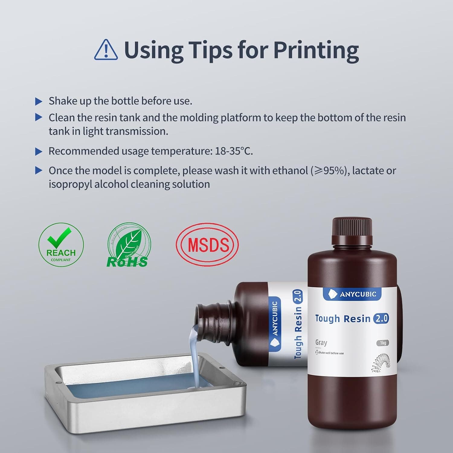 رزین سه بعدی ANYCUBIC Heavy Duty 2.0 با سختی و دقت بالا 365-405nm رزین سه بعدی ANYCUBIC Heavy Duty 2.0 با سختی و دقت بالا 365-405nm