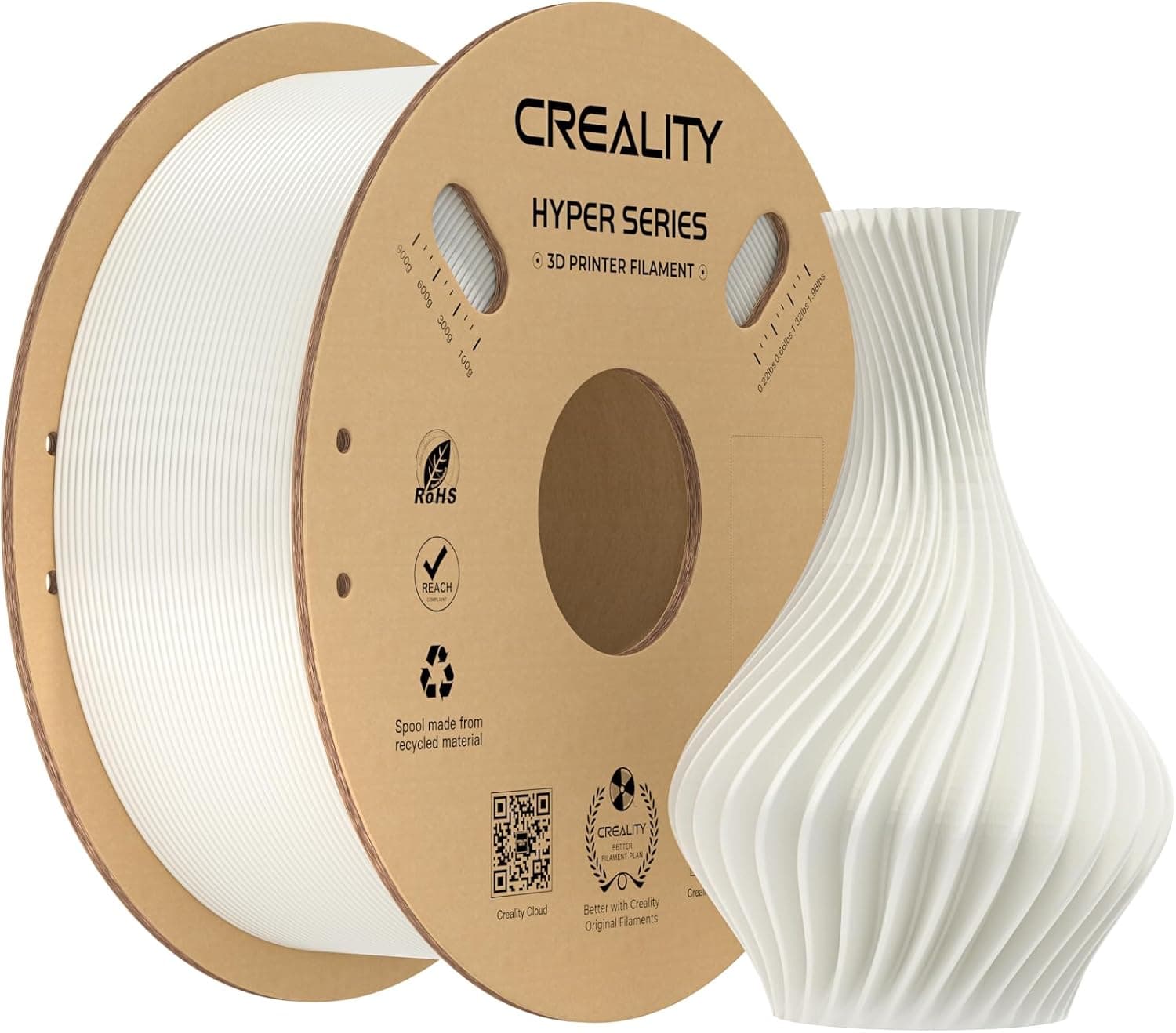 فیلامنت پرینتر سه بعدی PLA سفید Creality با قطر 1.75 mm وزن 1 KG مدل Hyper فیلامنت پرینتر سه بعدی PLA سفید Creality با قطر 1.75 mm وزن 1 KG مدل Hyper