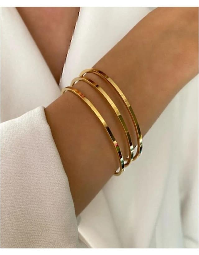 النگو X-Lady Accessories نازک Ajda رنگ طلایی 3 عدد مدل 3155-3 النگو X-Lady Accessories نازک Ajda رنگ طلایی 3 عدد مدل 3155-3