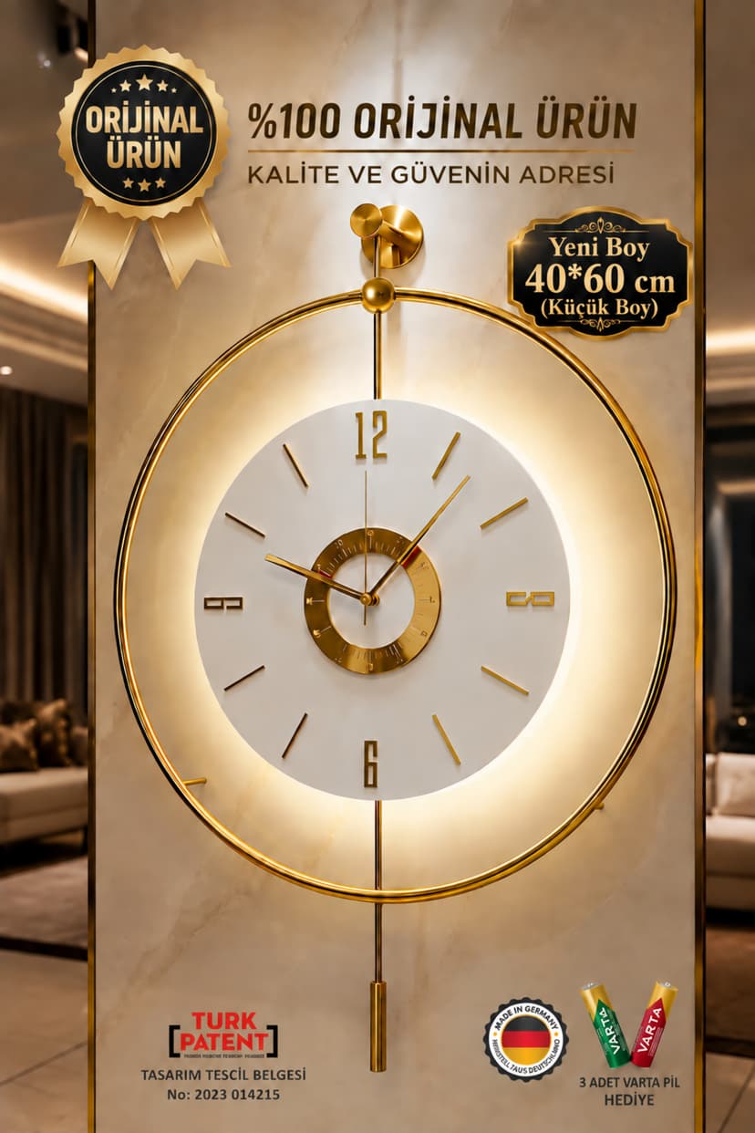 ساعت دیواری پسرانه MetaQuartz با صفحه اسکاندیناوی LED طلایی سایز کوچک 40*60 CM ساعت دیواری پسرانه MetaQuartz با صفحه اسکاندیناوی LED طلایی سایز کوچک 40*60 CM