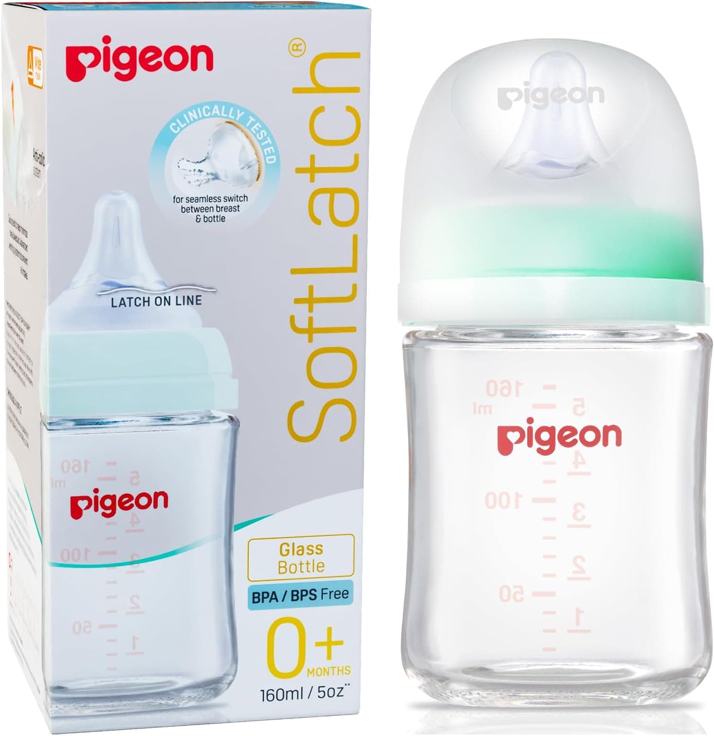 شیشه شیر نوزاد Pigeon دهانه پهن ضدنفخ 160ml شیشه شیر نوزاد Pigeon دهانه پهن ضدنفخ 160ml