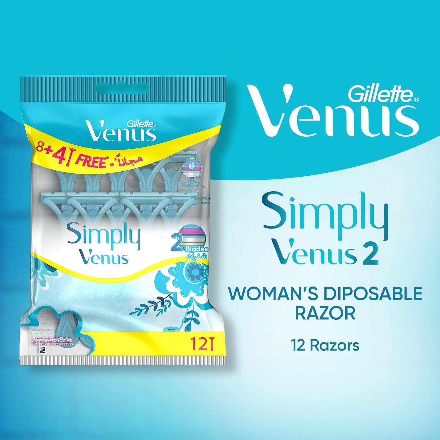 ریشتراش یکبارمصرف زنانه Gillette مدل Simply Venus 2 بسته 12 عددی ریشتراش یکبارمصرف زنانه Gillette مدل Simply Venus 2 بسته 12 عددی
