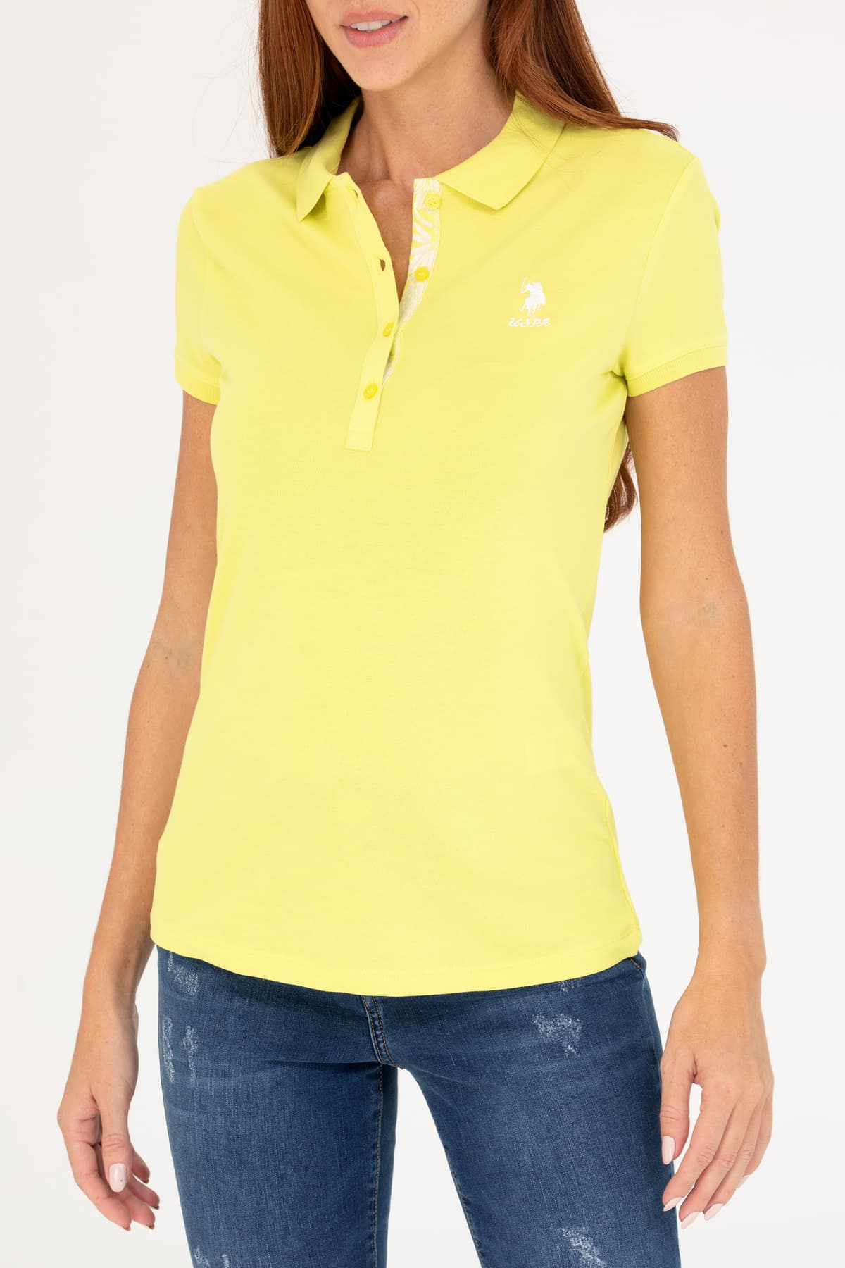 تیشرت زنانه U.S. Polo Assn. یقه پولو ساده زرد نئونی مدل 50266513-VR168 تیشرت زنانه U.S. Polo Assn. یقه پولو ساده زرد نئونی مدل 50266513-VR168