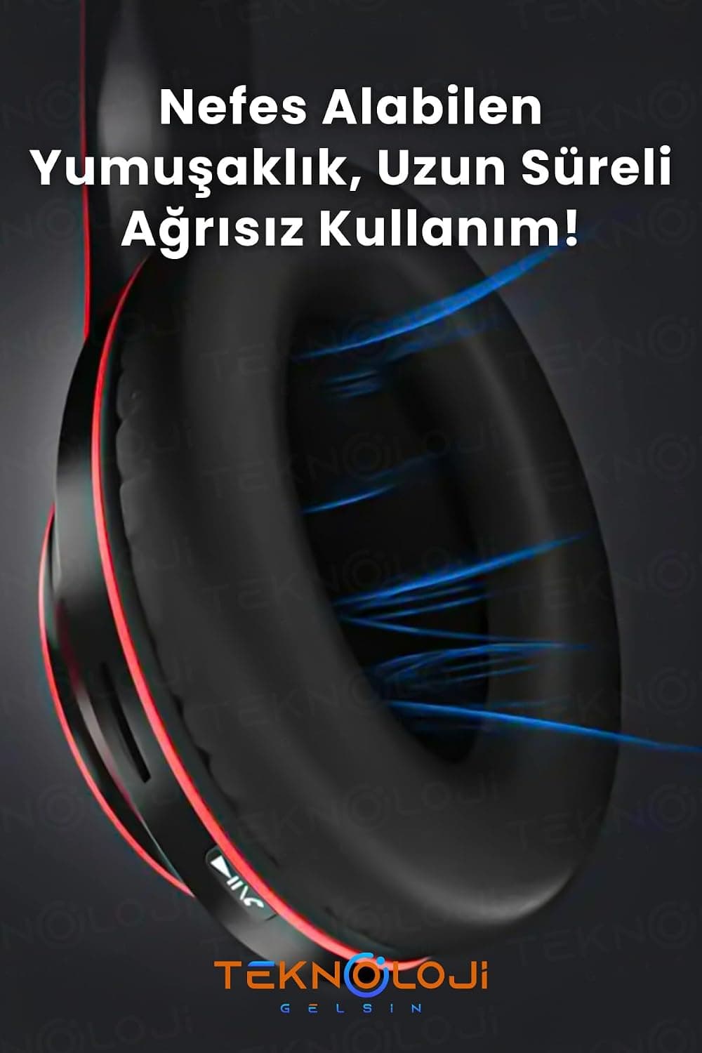 هدفون بلوتوثی رویگوشی Teknoloji Gelsin تاشو با نور LED و میکروفون مشکی-آبی هدفون بلوتوثی رویگوشی Teknoloji Gelsin تاشو با نور LED و میکروفون مشکی-آبی