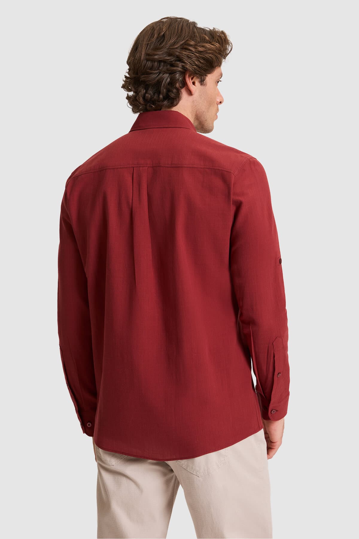 پیراهن مردانه آستینبلند U.S. Polo Assn. آلبالویی ساده مدل 50324660-VR223 پیراهن مردانه آستینبلند U.S. Polo Assn. آلبالویی ساده مدل 50324660-VR223