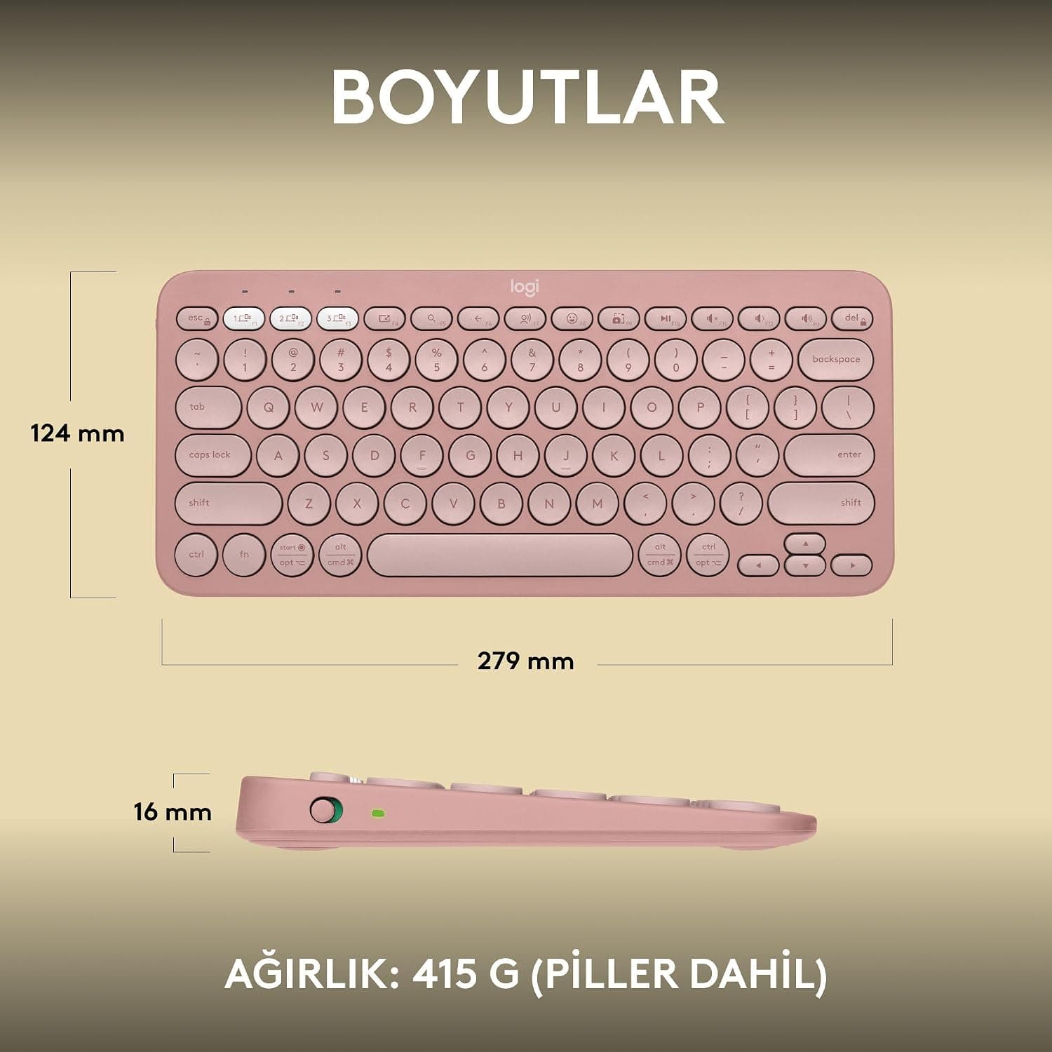 کیبورد بیسیم Logitech مدل Pebble Keys 2 K380s چنددستگاهه بلوتوثی صورتی کیبورد بیسیم Logitech مدل Pebble Keys 2 K380s چنددستگاهه بلوتوثی صورتی