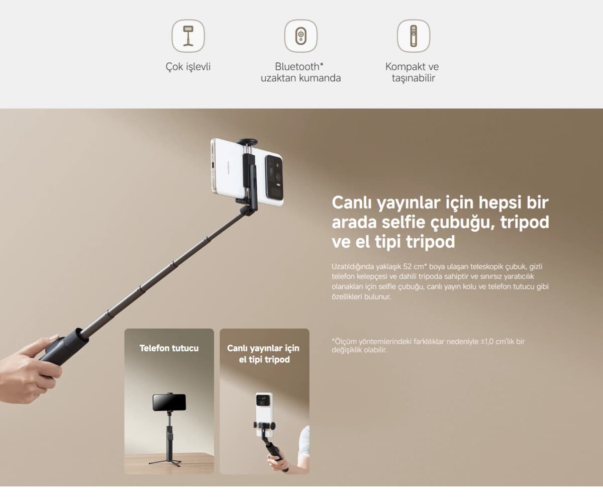 چوب سلفی Xiaomi با سهپایه مینی چوب سلفی Xiaomi با سهپایه مینی
