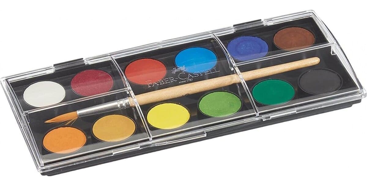 آبرنگ پسرانه Faber Castell 12 رنگ کوچک، پوشاننده، قابل ترکیب، مناسب کاغذ آبرنگ پسرانه Faber Castell 12 رنگ کوچک، پوشاننده، قابل ترکیب، مناسب کاغذ