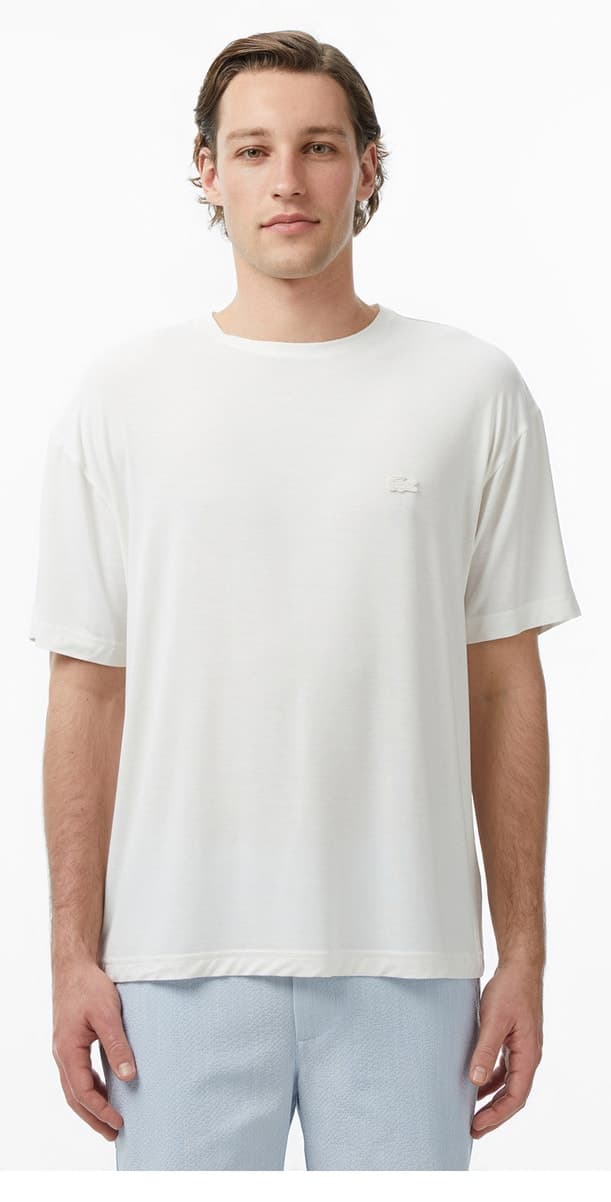 تیشرت مردانه Lacoste فیت ریلکس یقه گرد سفید تیشرت مردانه Lacoste فیت ریلکس یقه گرد سفید