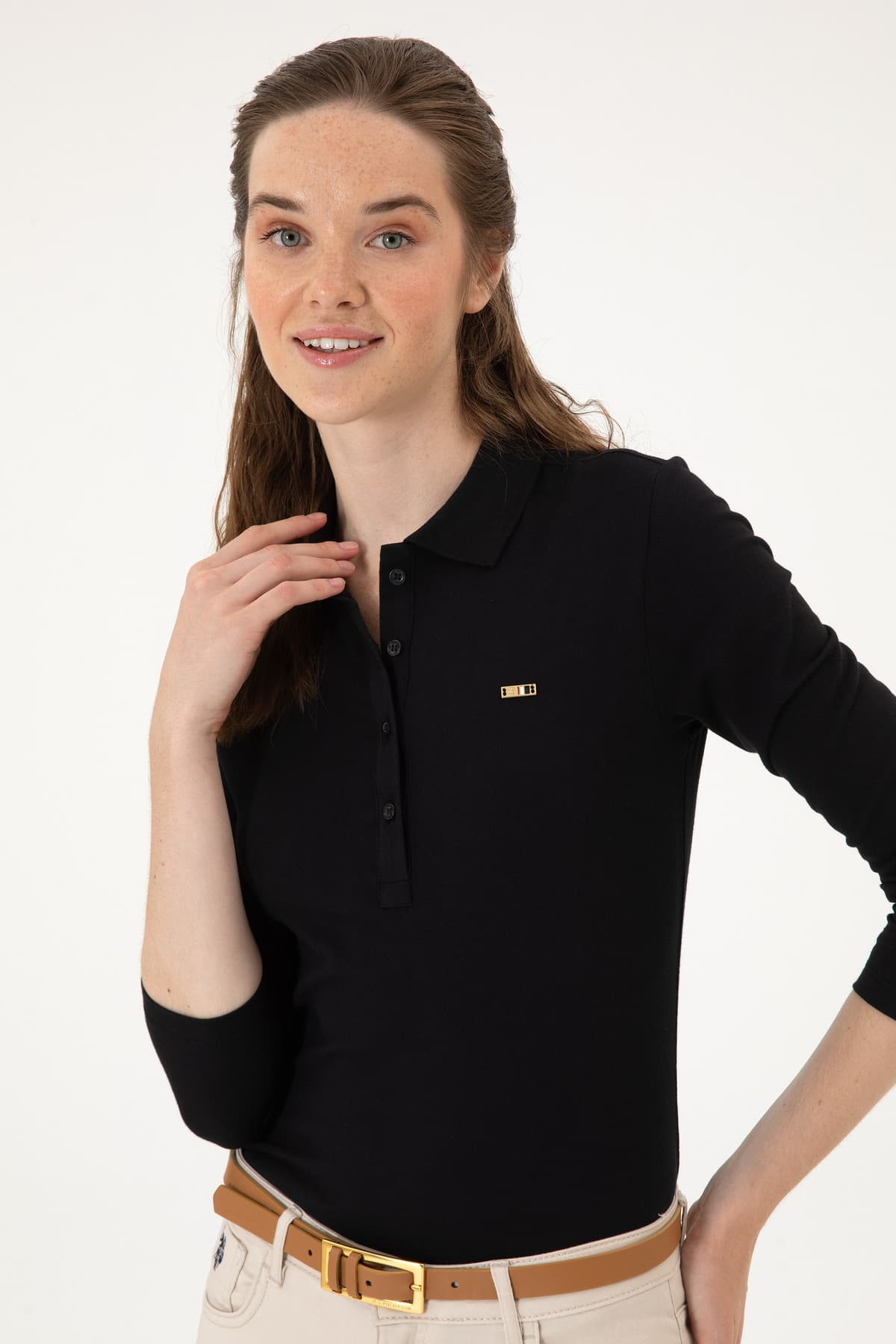 سویشرت زنانه یقه پولو مشکی ساده U.S. Polo Assn. مدل 50313593-VR046 سویشرت زنانه یقه پولو مشکی ساده U.S. Polo Assn. مدل 50313593-VR046