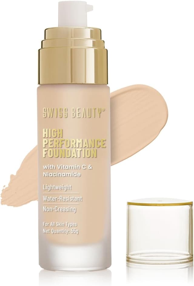کرمپودر SWISS BEAUTY مایع مقاوم در برابر آب با پوشش متوسط تا قابل ساخت، فینیش شبنمگون، حاوی Vitamin C و Niacinamide، رنگ 03 بژ طبیعی 55G کرمپودر SWISS BEAUTY مایع مقاوم در برابر آب با پوشش متوسط تا قابل ساخت، فینیش شبنمگون، حاوی Vitamin C و Niacinamide، رنگ 03 بژ طبیعی 55G