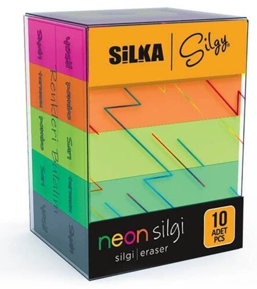 پاککن Silka نئونی 5 رنگ بسته 10 عددی مدل Art-14 پاککن Silka نئونی 5 رنگ بسته 10 عددی مدل Art-14