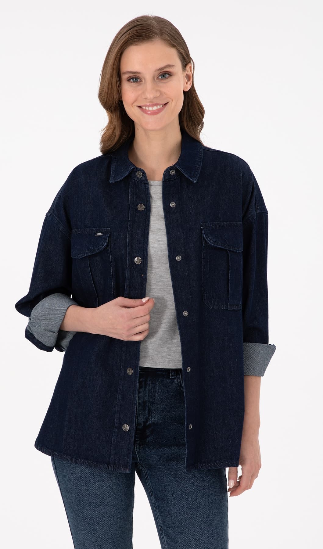 پیراهن جین زنانه U.S. Polo Assn. آبی مدل 50291123-DN0022 پیراهن جین زنانه U.S. Polo Assn. آبی مدل 50291123-DN0022