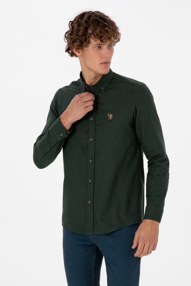 پیراهن مردانه U.S. Polo Assn. سبز تیره آستین بلند بیسیک مدل 50307686-VR079 پیراهن مردانه U.S. Polo Assn. سبز تیره آستین بلند بیسیک مدل 50307686-VR079