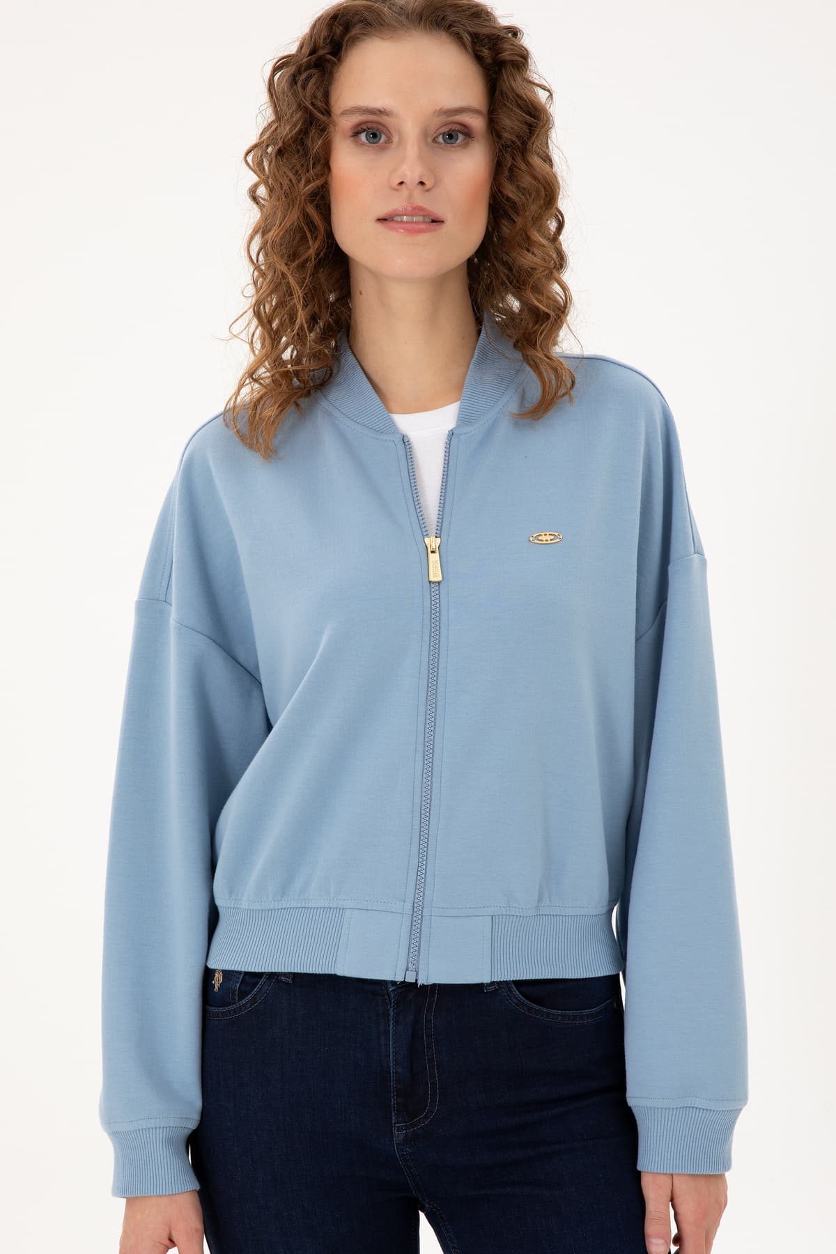 سوئیشرت زنانه U.S. Polo Assn. آبی روشن یقه گرد زیپدار مدل 50299000-VR003 سوئیشرت زنانه U.S. Polo Assn. آبی روشن یقه گرد زیپدار مدل 50299000-VR003
