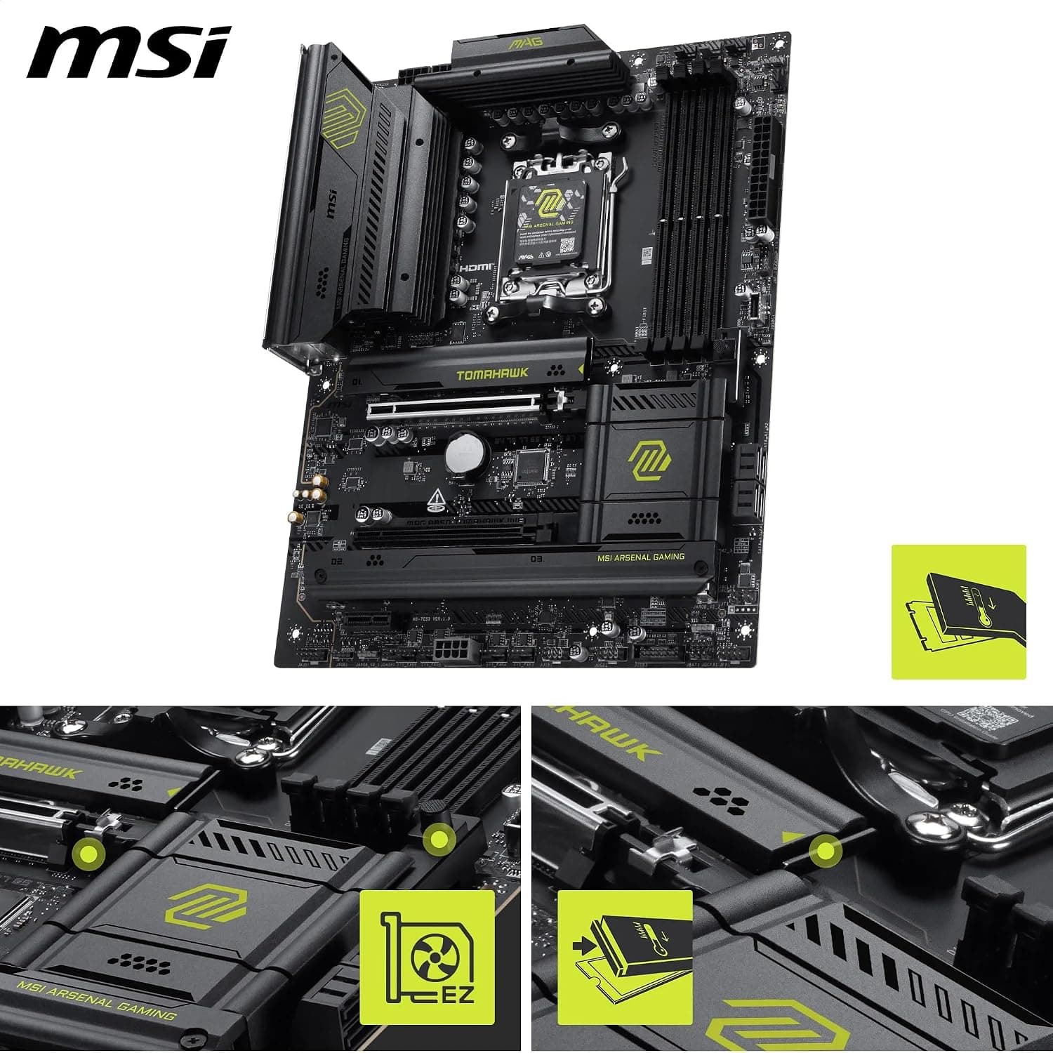 مادربرد MSI مدل MAG B850 TOMAHAWK WIFI AM5 ATX برای Ryzen 9000/8000/7000 مادربرد MSI مدل MAG B850 TOMAHAWK WIFI AM5 ATX برای Ryzen 9000/8000/7000