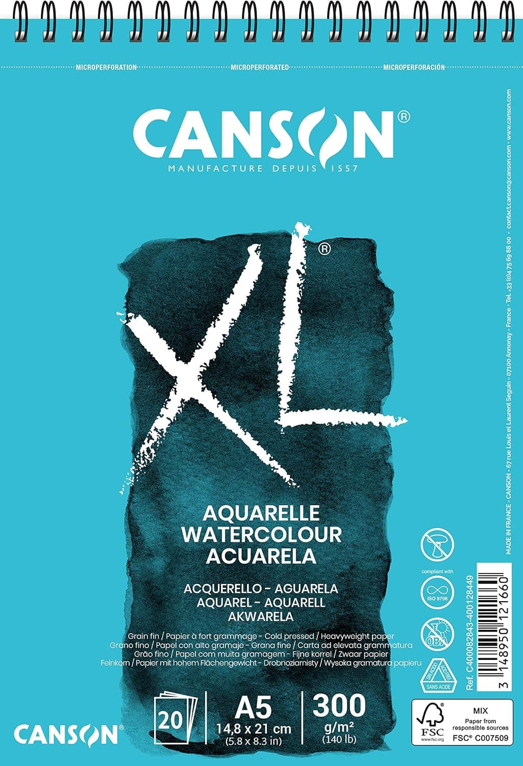 بلوک کاغذ آبرنگ Canson XL Aquarelle وزن 300g قطع A4 30 صفحه بلوک کاغذ آبرنگ Canson XL Aquarelle وزن 300g قطع A4 30 صفحه