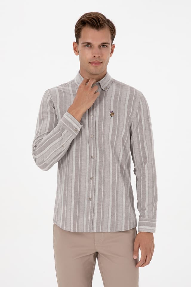پیراهن مردانه U.S. Polo Assn. آستین بلند قهوهای روشن مدل 50316565-VR002 پیراهن مردانه U.S. Polo Assn. آستین بلند قهوهای روشن مدل 50316565-VR002