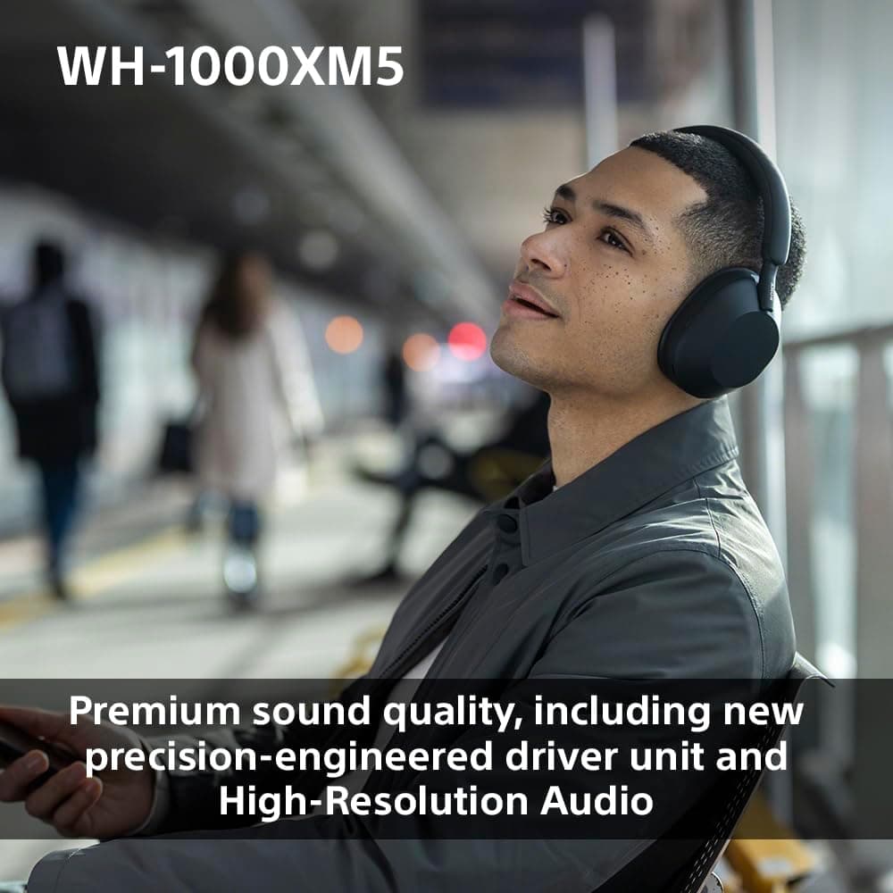 هدفون بیسیم Sony روگوشی حذف نویز مشکی مدل WH 1000XM5 هدفون بیسیم Sony روگوشی حذف نویز مشکی مدل WH 1000XM5