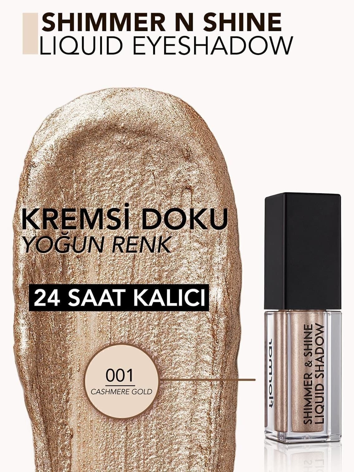 سایه چشم مایع Flormar متالیک طلایی مدل 001 Cashmere Gold سایه چشم مایع Flormar متالیک طلایی مدل 001 Cashmere Gold