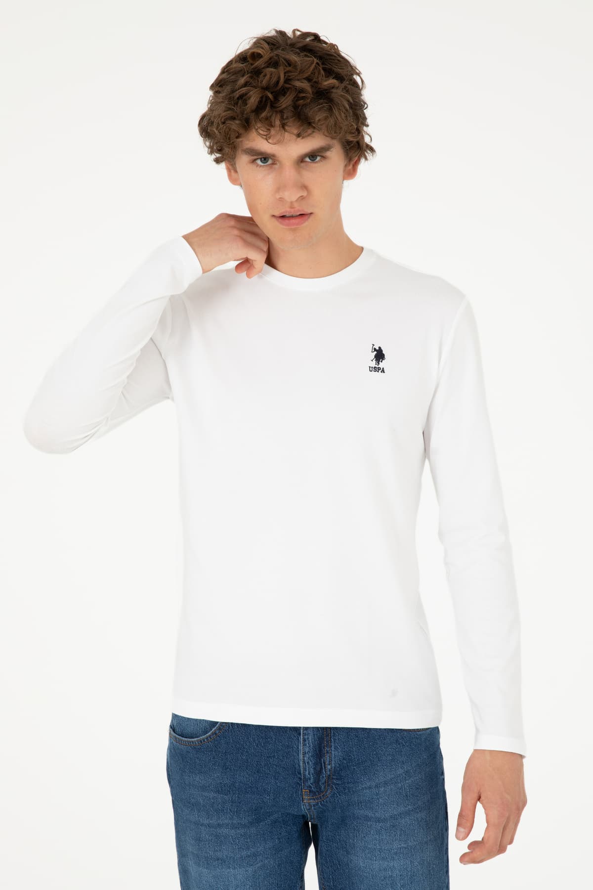 سوئیشرت مردانه U.S. Polo Assn. فیت اسلیم یقه گرد سفید مدل 50289027-VR013 سوئیشرت مردانه U.S. Polo Assn. فیت اسلیم یقه گرد سفید مدل 50289027-VR013