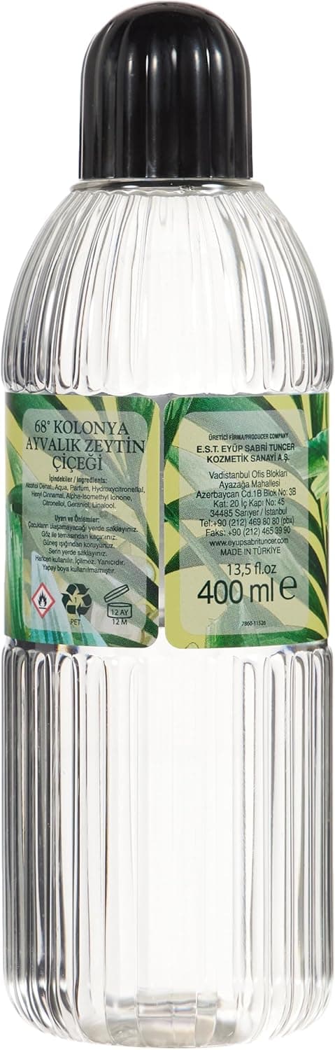 کولونیا Eyup Sabri Tuncer با رایحه شکوفه زیتون Ayvalık، بطری PET استوانهای 400 ml کولونیا Eyup Sabri Tuncer با رایحه شکوفه زیتون Ayvalık، بطری PET استوانهای 400 ml