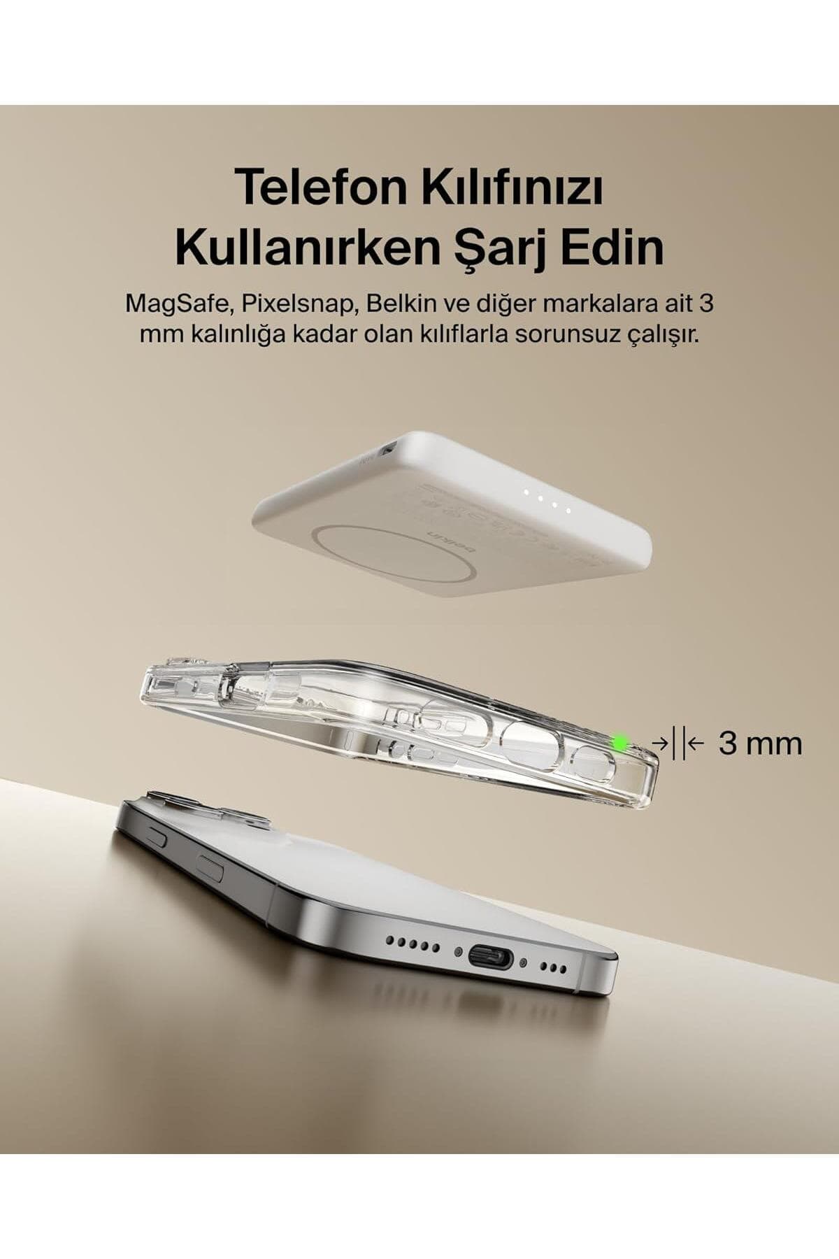 پاوربانک بیسیم باریک Belkin BoostCharge با ظرفیت 5.000 mAh سازگار با MagSafe سفید 15W مدل BPD010HQWH پاوربانک بیسیم باریک Belkin BoostCharge با ظرفیت 5.000 mAh سازگار با MagSafe سفید 15W مدل BPD010HQWH