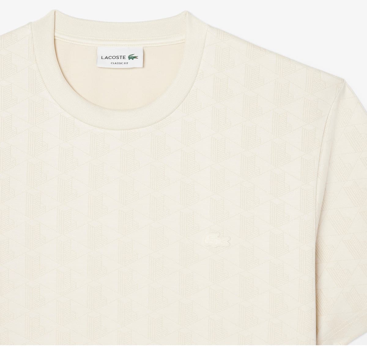 تیشرت مردانه Lacoste فیت کلاسیک یقه گرد مونوگرام کرم تیشرت مردانه Lacoste فیت کلاسیک یقه گرد مونوگرام کرم