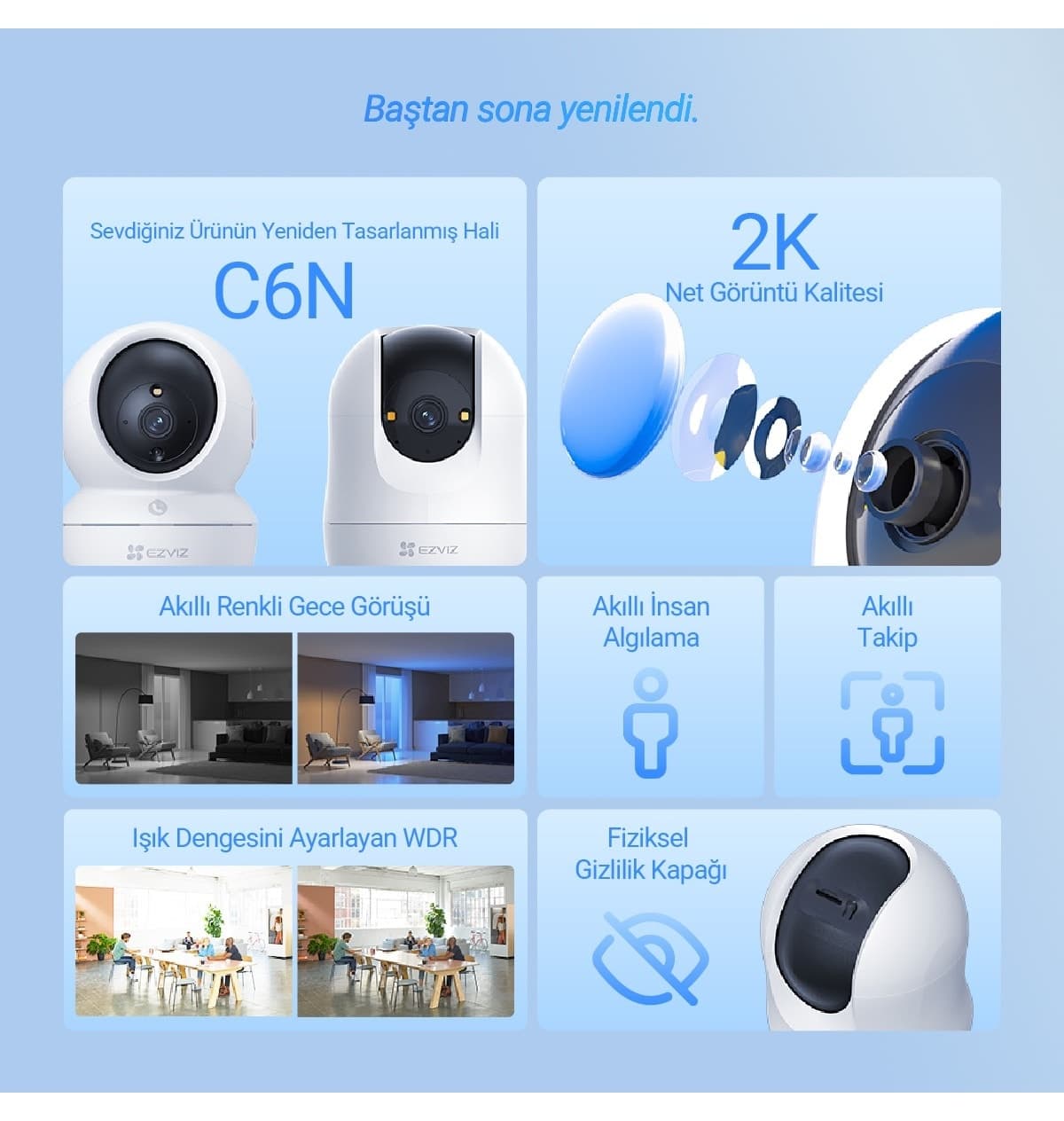 دوربین امنیتی EZVIZ مدل C6N G1 داخلی 2K 360 درجه Wi-Fi تشخیص انسان دوربین امنیتی EZVIZ مدل C6N G1 داخلی 2K 360 درجه Wi-Fi تشخیص انسان