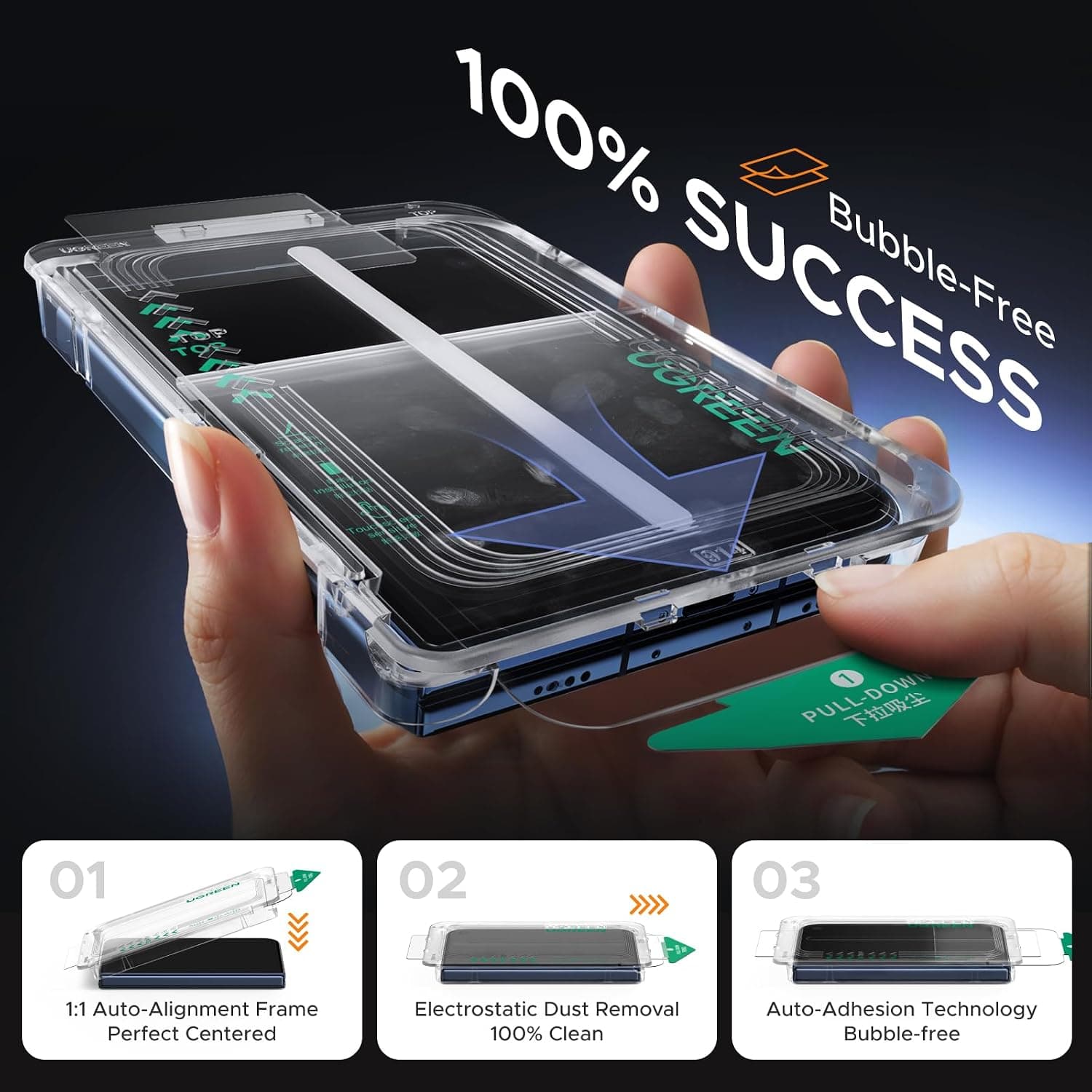 محافظ صفحه نمایش UGREEN نصب خودکار پوشش کامل iPhone Duo 1 Pack محافظ صفحه نمایش UGREEN نصب خودکار پوشش کامل iPhone Duo 1 Pack