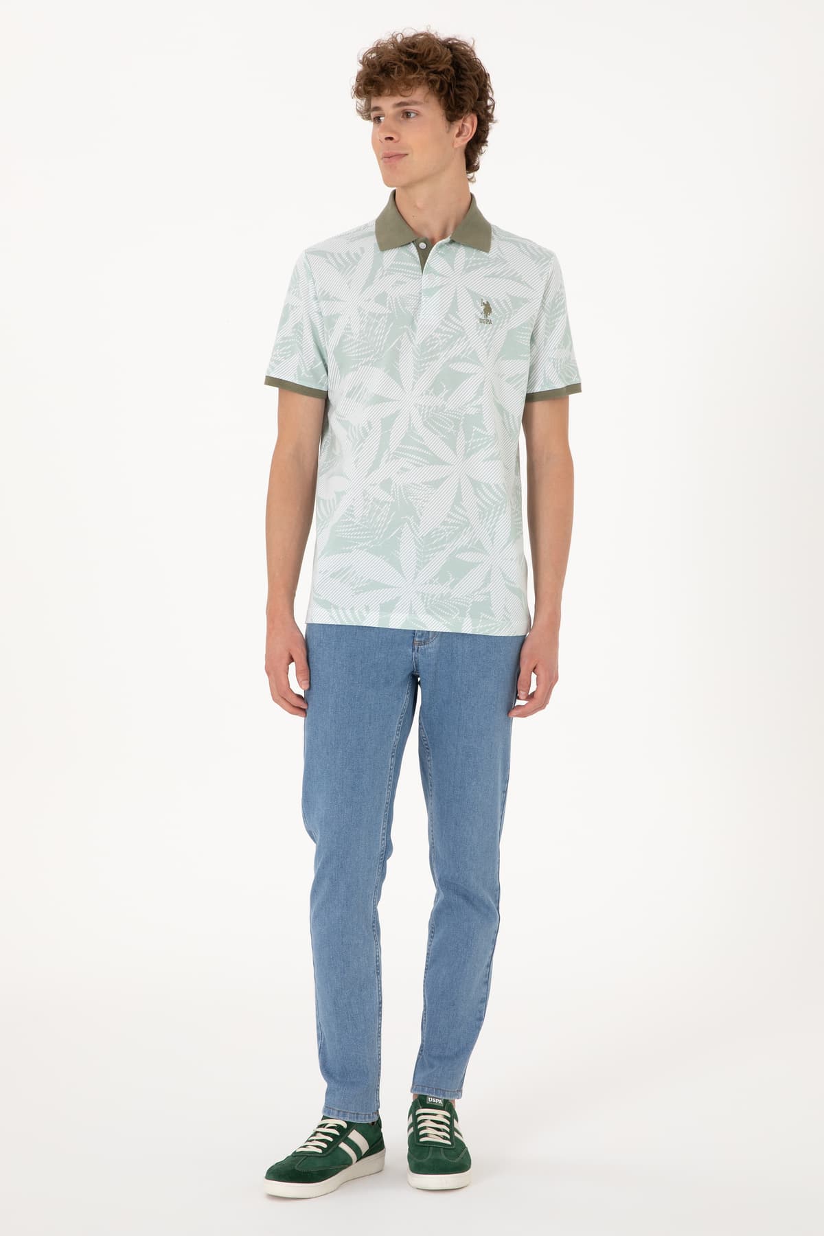 تیشرت مردانه U.S. Polo Assn. فیت معمولی یقه پولو سبز آبی مدل 50306854-VR048 تیشرت مردانه U.S. Polo Assn. فیت معمولی یقه پولو سبز آبی مدل 50306854-VR048