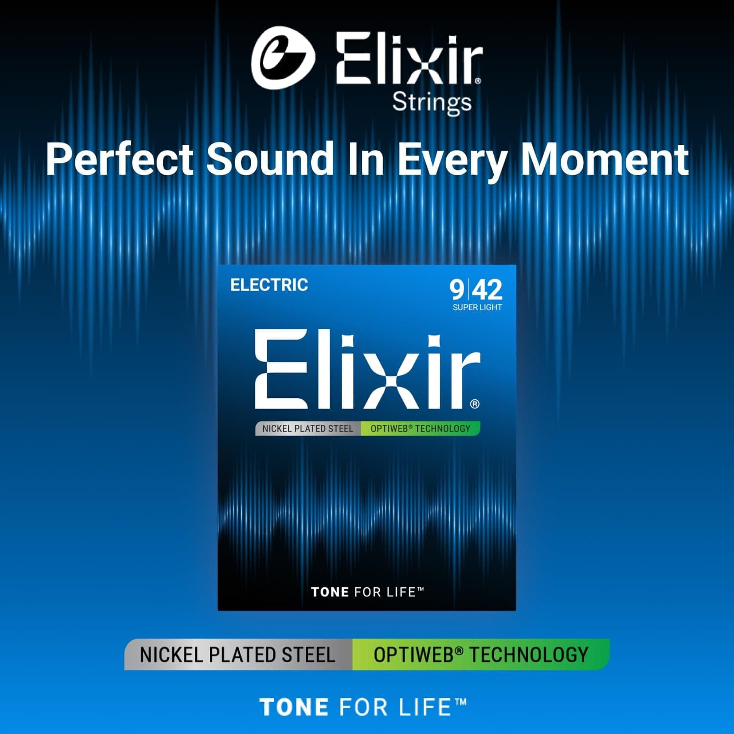 سیم گیتار الکتریک Elixir مدل 009-042 سری Optiweb کد 19002 سیم گیتار الکتریک Elixir مدل 009-042 سری Optiweb کد 19002